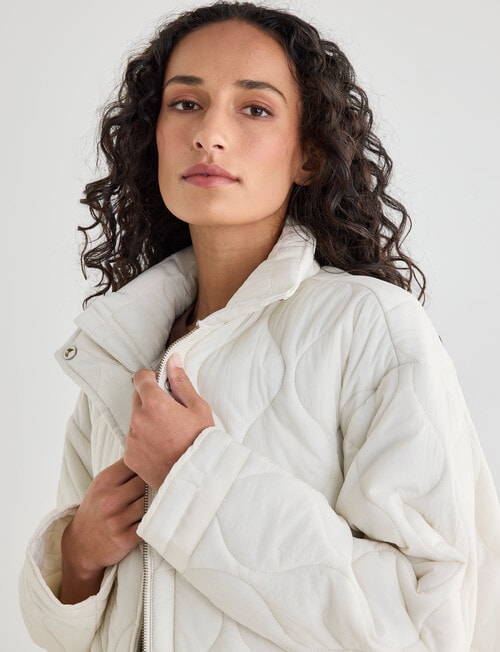 Zest Quilted Puffer Jacket, Stone product photo