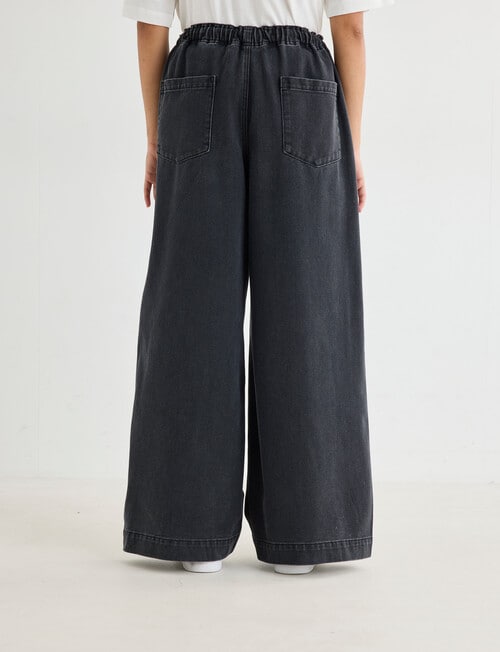 Denim Republic Soft Denim Wide Leg Pants, Washed Black product photo View 02 L