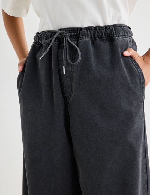 Denim Republic Soft Denim Wide Leg Pants, Washed Black product photo View 04 L