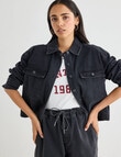 Denim Republic Soft Denim Cropped Shirt, Washed Black product photo