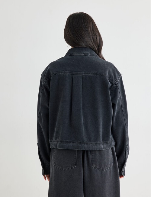 Denim Republic Soft Denim Cropped Shirt, Washed Black product photo View 02 L