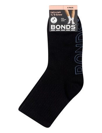 Bonds Logo Lite 1/2 Crew Socks, 4-Pack, Black & Cloud product photo