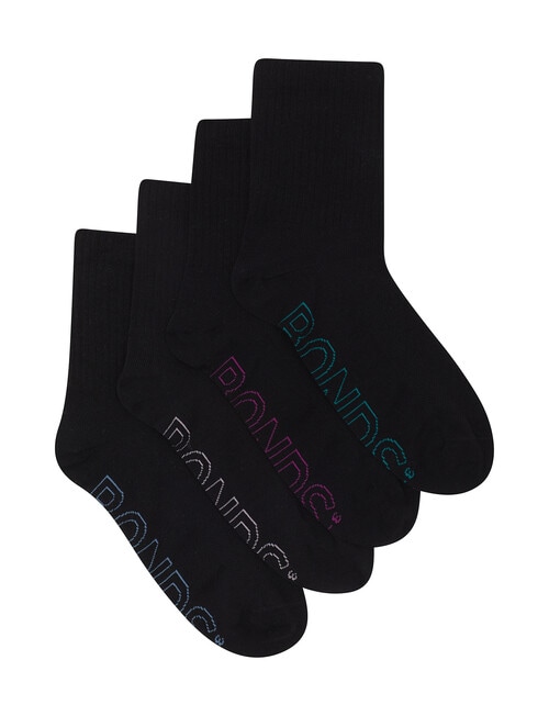 Bonds Logo Lite 1/2 Crew Socks, 4-Pack, Black & Cloud product photo View 02 L