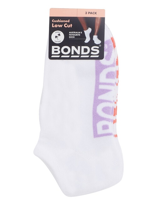 Bonds Logo Low Cut Socks, 3-Pack, White, Mermazing, Plush Punch & Cloud Nine product photo