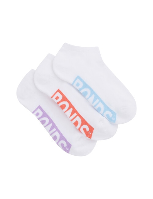 Bonds Logo Low Cut Socks, 3-Pack, White, Mermazing, Plush Punch & Cloud Nine product photo View 02 L