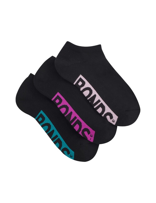 Bonds Logo Low Cut Socks, 3-Pack, Black, Pink Petunia, Electric, Currant & Lush Forest product photo View 02 L
