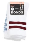 Bonds Logo Stripe Crew Socks, 3-Pack, White product photo