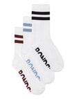 Bonds Logo Stripe Crew Socks, 3-Pack, White product photo View 02 S