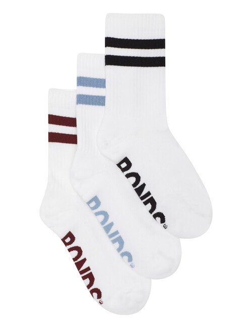 Bonds Logo Stripe Crew Socks, 3-Pack, White product photo View 02 L