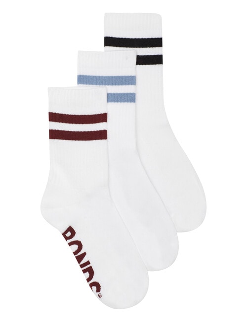 Bonds Logo Stripe Crew Socks, 3-Pack, White product photo View 03 L