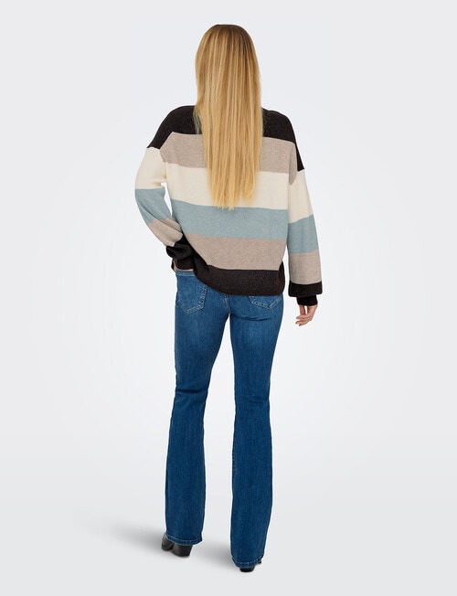 ONLY Atia Long Sleeve Pullover, Choc Stripes product photo View 02 L