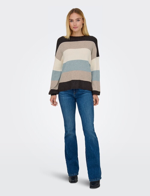 ONLY Atia Long Sleeve Pullover, Choc Stripes product photo View 04 L