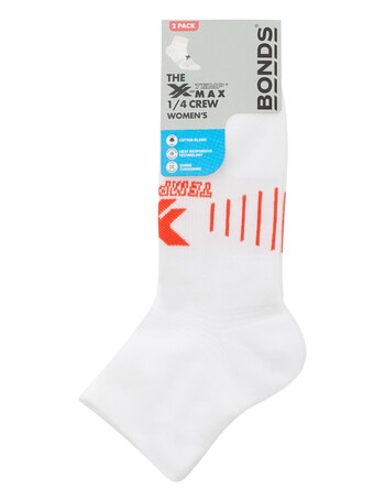 Bonds X-Temp Max Quarter Crew Socks, 2-Pack, White & Pomodoro product photo