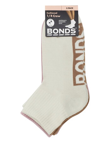 Bonds Logo Quarter Crew Socks, 3-Pack, Smoked Sand, Bear Season & Hello Spring product photo