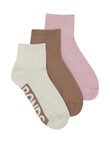 Bonds Logo Quarter Crew Socks, 3-Pack, Smoked Sand, Bear Season & Hello Spring product photo View 03 S