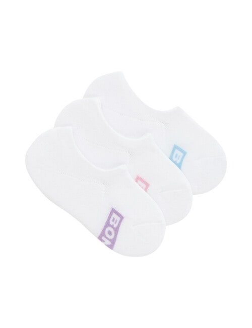 Bonds Logo Sneaker Socks, 3-Pack, White, Cloud Nine, Pink Petunia & Mermazing product photo View 02 L