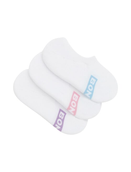 Bonds Logo Sneaker Socks, 3-Pack, White, Cloud Nine, Pink Petunia & Mermazing product photo View 03 L