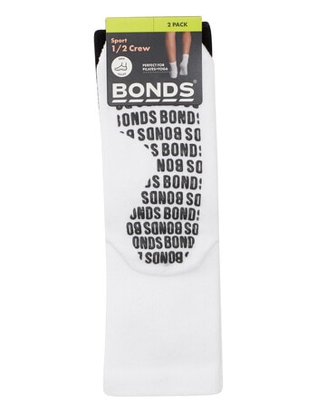 Bonds Grip 1/2 Crew Sock, 2-Pack, White & Black product photo