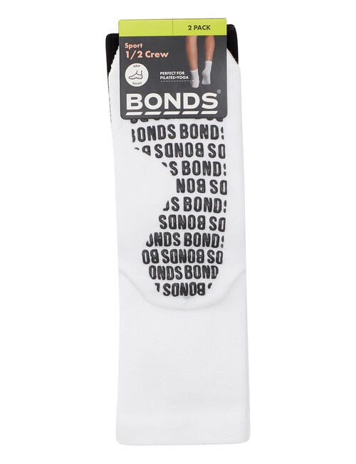 Bonds Grip 1/2 Crew Sock, 2-Pack, White & Black product photo