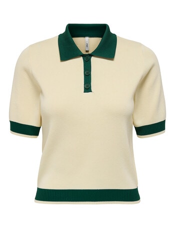 ONLY Alice Short Sleeve Polo Shirt, Birch & Pineneedle product photo