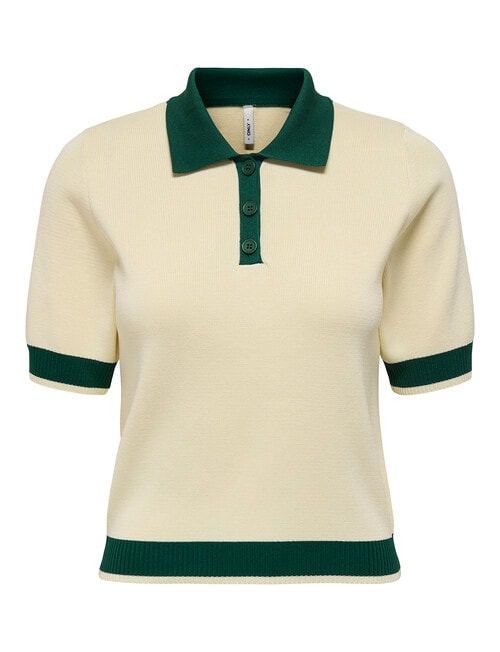ONLY Alice Short Sleeve Polo Shirt, Birch & Pineneedle product photo