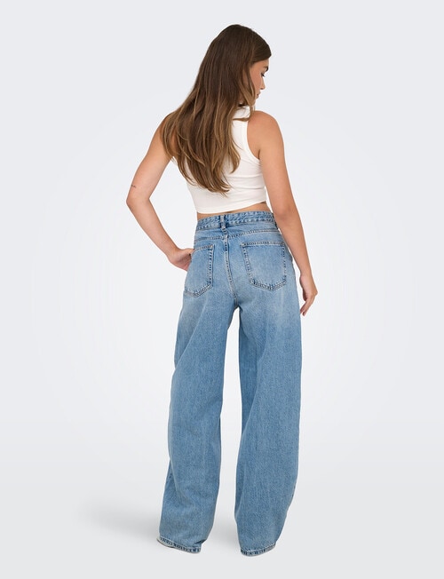 ONLY Gianna Pleat Denim Jean, Mid Blue product photo View 02 L