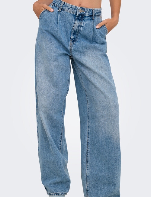 ONLY Gianna Pleat Denim Jean, Mid Blue product photo View 04 L