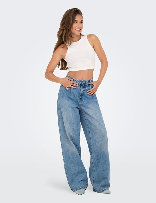 ONLY Gianna Pleat Denim Jean, Mid Blue product photo View 05 L
