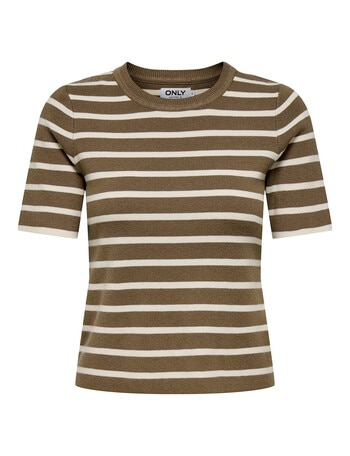 ONLY Fie Stripe 2/4 Sleeve Pullover, Cloud Dancer product photo