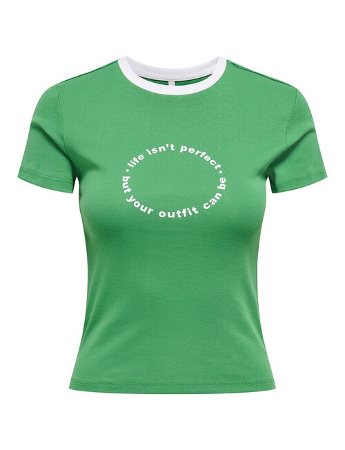 ONLY Bina Organic Cotton Short Sleeve Top, Green product photo