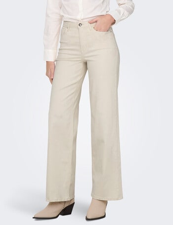 ONLY Madison Wide Leg Denim Jean, Ecru product photo