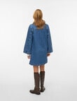 Vero Moda Findo Long Sleeve Short Denim Dress, Medium Blue product photo View 02 S