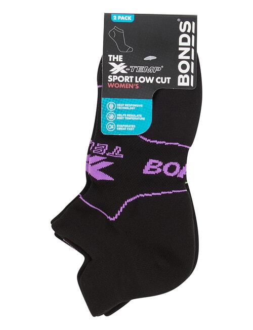 Bonds X-Temp Sport Low Cut Sock, 2-Pack, Black, Sublime & Berry Glaze product photo