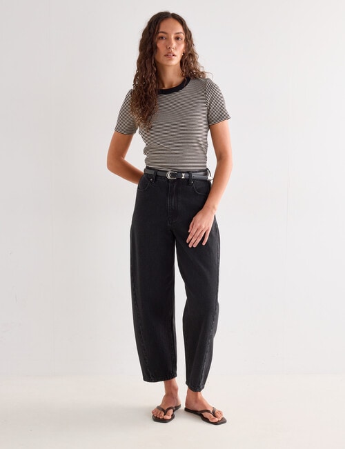 Mineral Stevie Relaxed Barrel Jean, Black product photo View 03 L