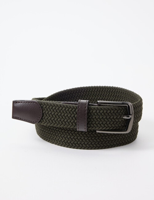 Chisel Braided Stretch Belt, Khaki product photo View 02 L