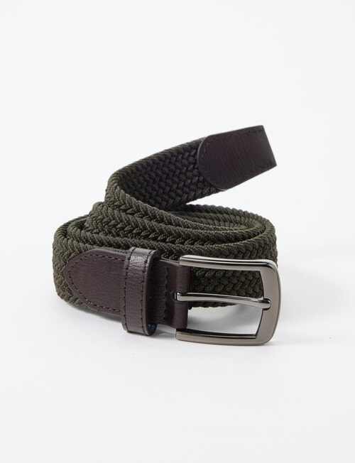 Chisel Braided Stretch Belt, Khaki product photo