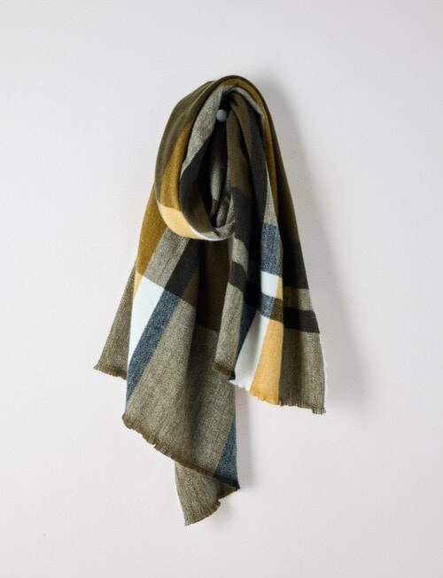 Boston + Bailey Check Tassel Scarf, Khaki product photo