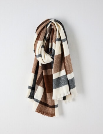 Boston + Bailey Check Tassel Scarf, Mocha product photo