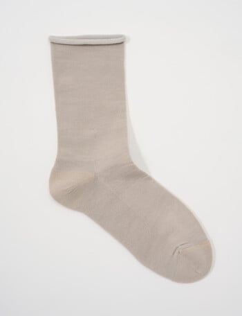 DS Socks Merino Crew Roll Top, Linen product photo
