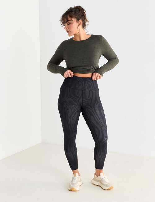 Superfit Limitless Contrast Swirl Print Legging, Grey product photo View 03 L