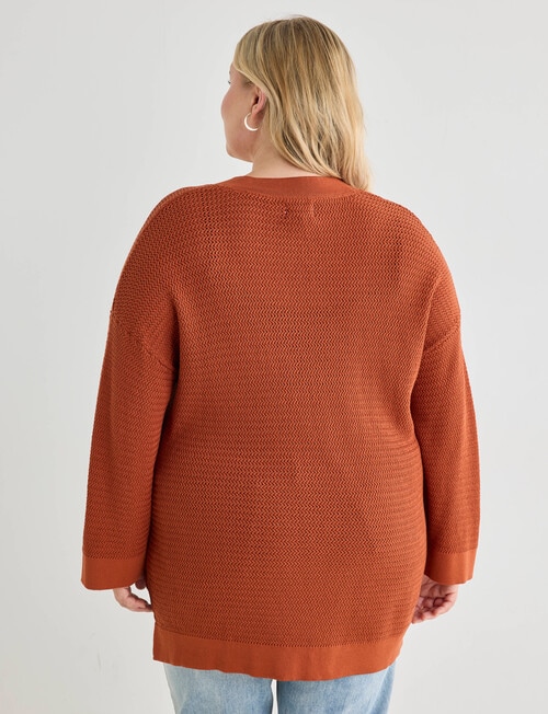 Studio Curve V-Neck Herringbone Jumper, Rust product photo View 02 L