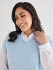 Studio Curve V Neck Vest, Pale Blue product photo View 04 S