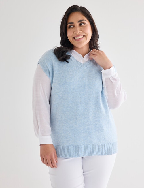 Studio Curve V Neck Vest, Pale Blue product photo View 05 L