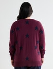 Studio Curve V-Neck Star Sweater, Cherry Lacquer product photo View 02 S