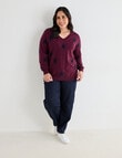 Studio Curve V-Neck Star Sweater, Cherry Lacquer product photo View 03 S
