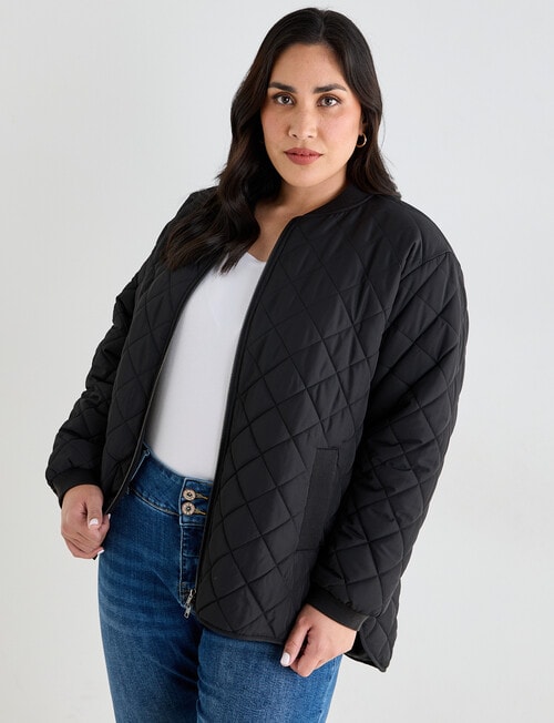 Studio Curve Zip Quilted Jacket, Black product photo View 06 L