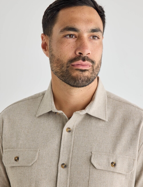 Kauri Trail Glen Long Sleeve Shirt, Stone product photo View 04 L