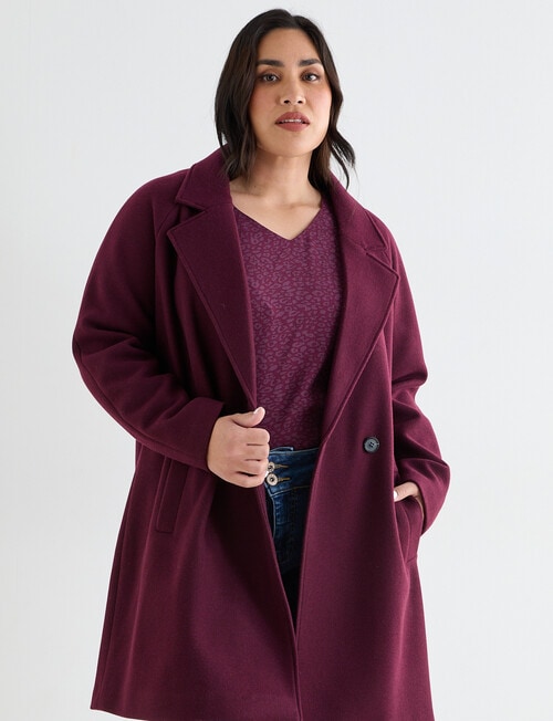 Studio Curve Double Breasted Coat, Cherry Lacquer product photo