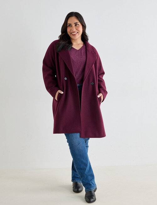 Studio Curve Double Breasted Coat, Cherry Lacquer product photo View 03 L