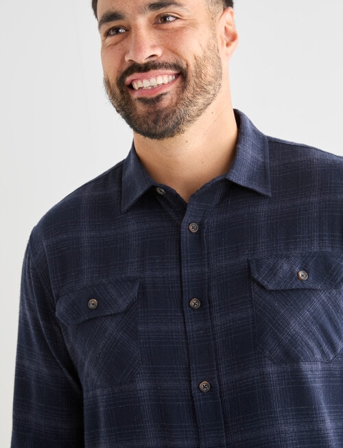 Kauri Trail Check Long Sleeve Shirt, Dark Blue product photo View 04 L